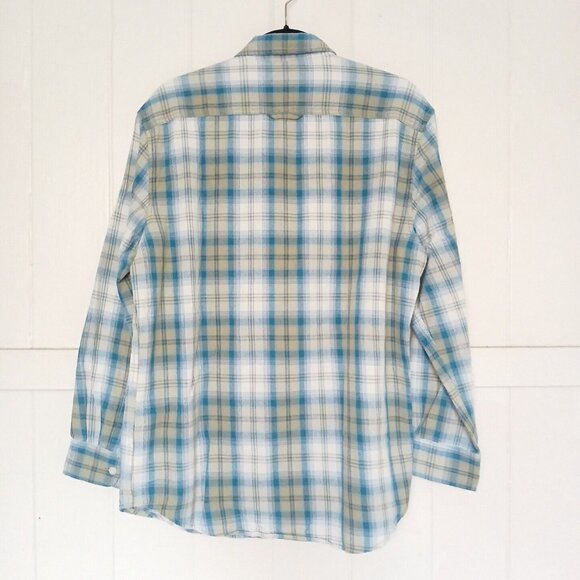 Surf Pendleton Mens M Flannel Long Sleeve Button Shirt 100% Cotton Blue Green - Picture 2 of 8